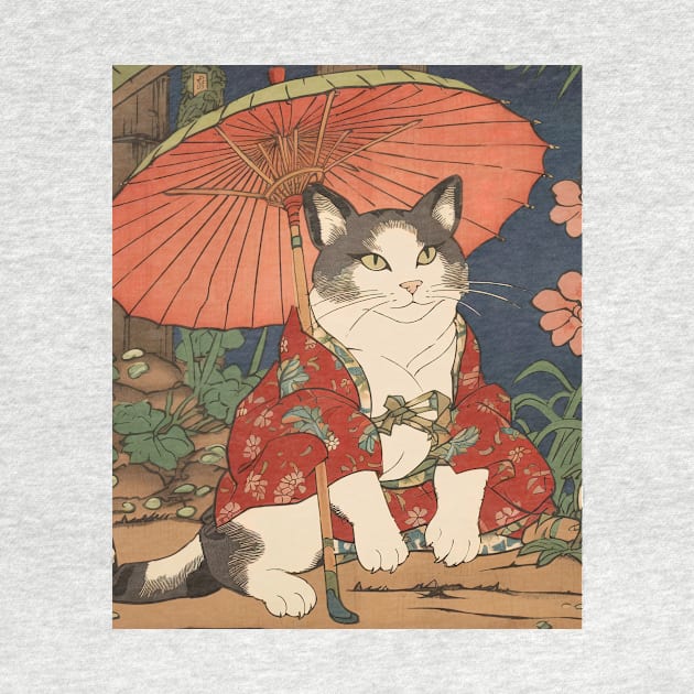 Kawaii Geisha cat vintage japanese art by geekmethat